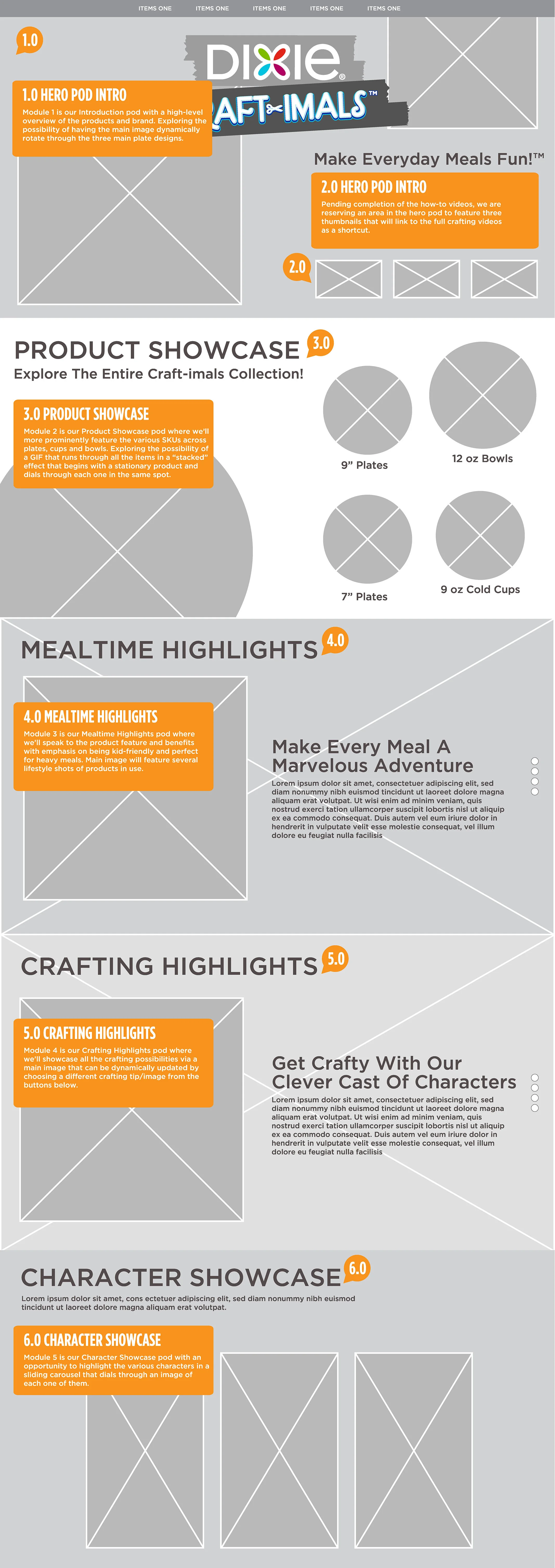 Wireframe with annotations